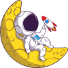 Astronaut Playing With A Rocket And Lying On The Moon